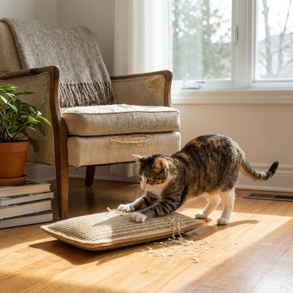 Cat Scratching Pillow lifestyle