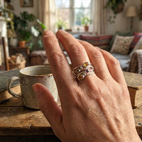 Adjustable Silver Birthstone Ring