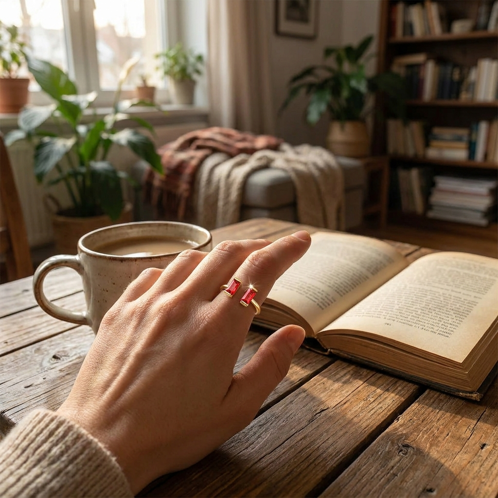 Adjustable Gold Birthstone Ring