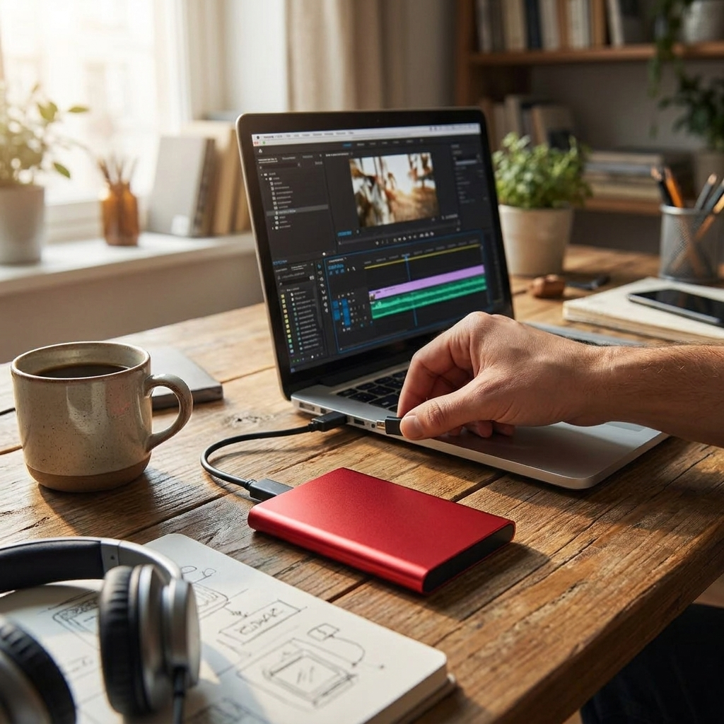320GB Portable USB SSD External Drive - Slim, High-Speed Laptop Storage