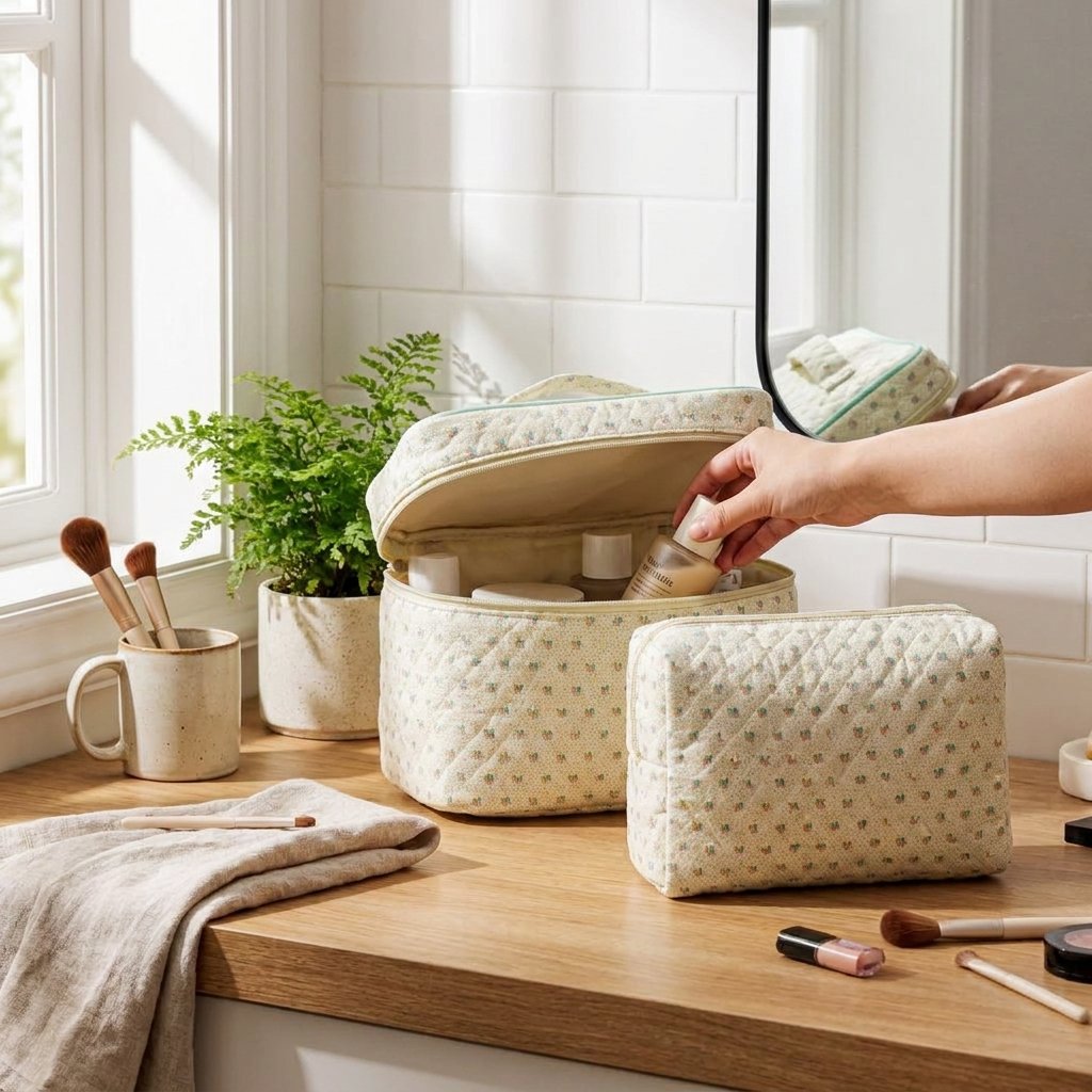Floral Cotton Makeup Bag