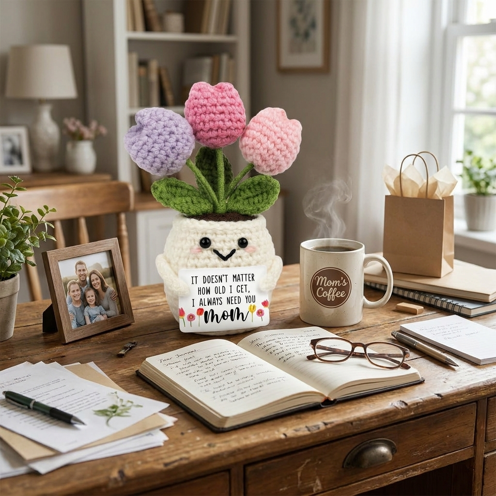 Handmade Crochet Flower Desk Decor – The Perfect Mother's Day Gift