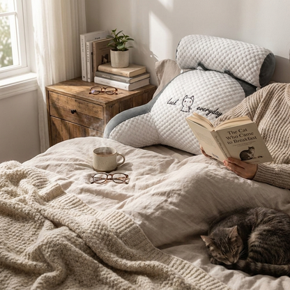 Ergonomic Large Reading Pillow with Memory Foam Backrest