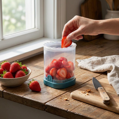 8-Blade Fruit Slicer – Easy-to-Use Strawberry Cutter for Quick Fruit Salads