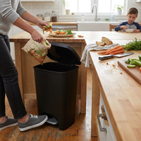 13 Gallon White Kitchen Trash Can with Foot Pedal and Odor Control