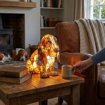 Dog figurine table lamp lifestyle