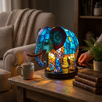 Animal-Themed Table Lamp with Stained-Glass-Effect Accent Light