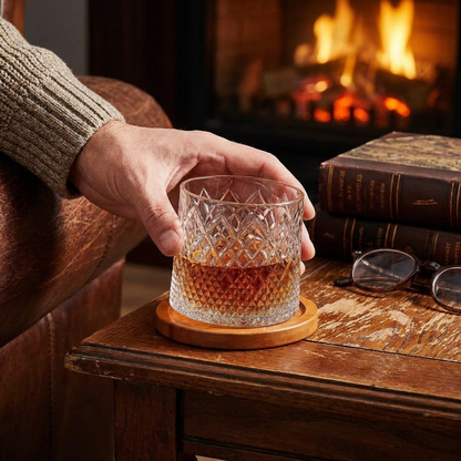 Rotating Crystal Whiskey Glass Tumbler