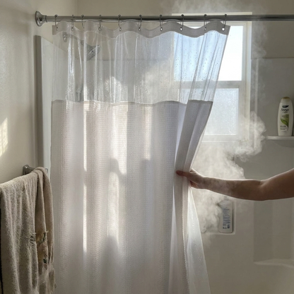 Geometric Waffle-Fabric Shower Curtain