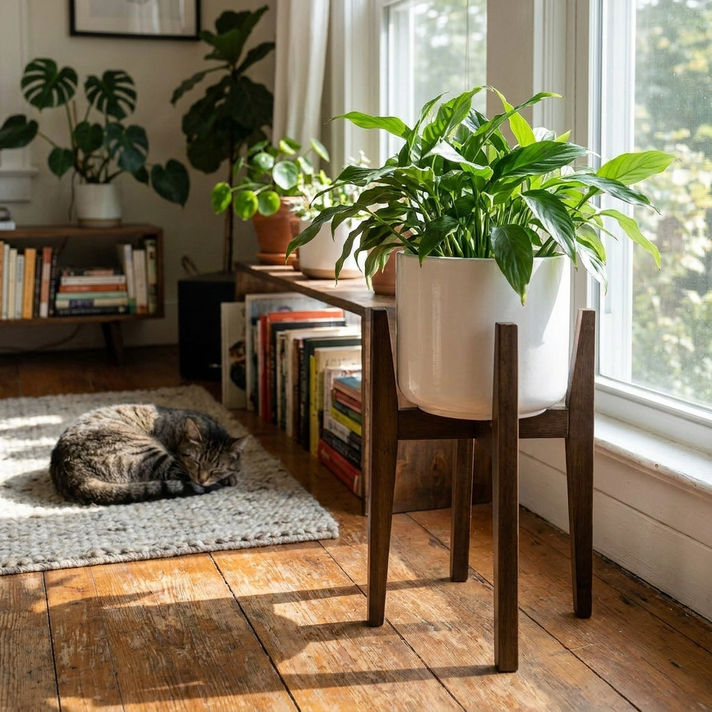 Marble-Top Adjustable Indoor Plant Stand