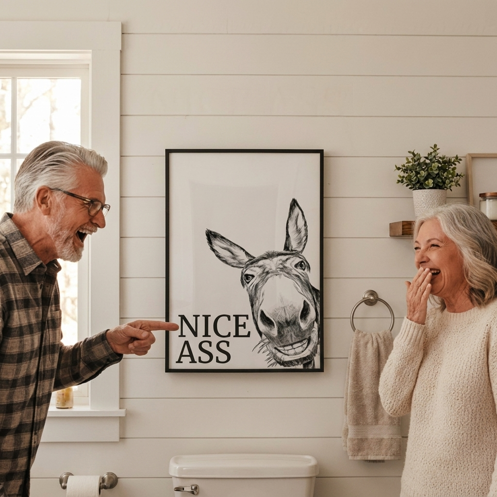 Funny Bathroom Wall Art Canvas Print