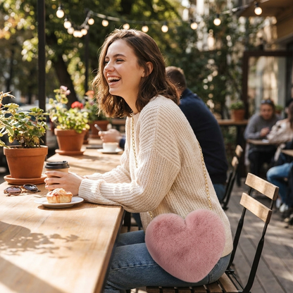 Faux Fur Heart Crossbody Bag