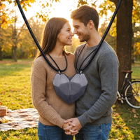Couple's Magnetic Heart ECG Pendant Necklace Set