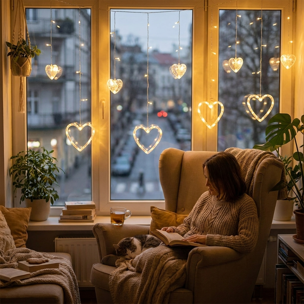 Heart-Shaped Warm LED String Lights