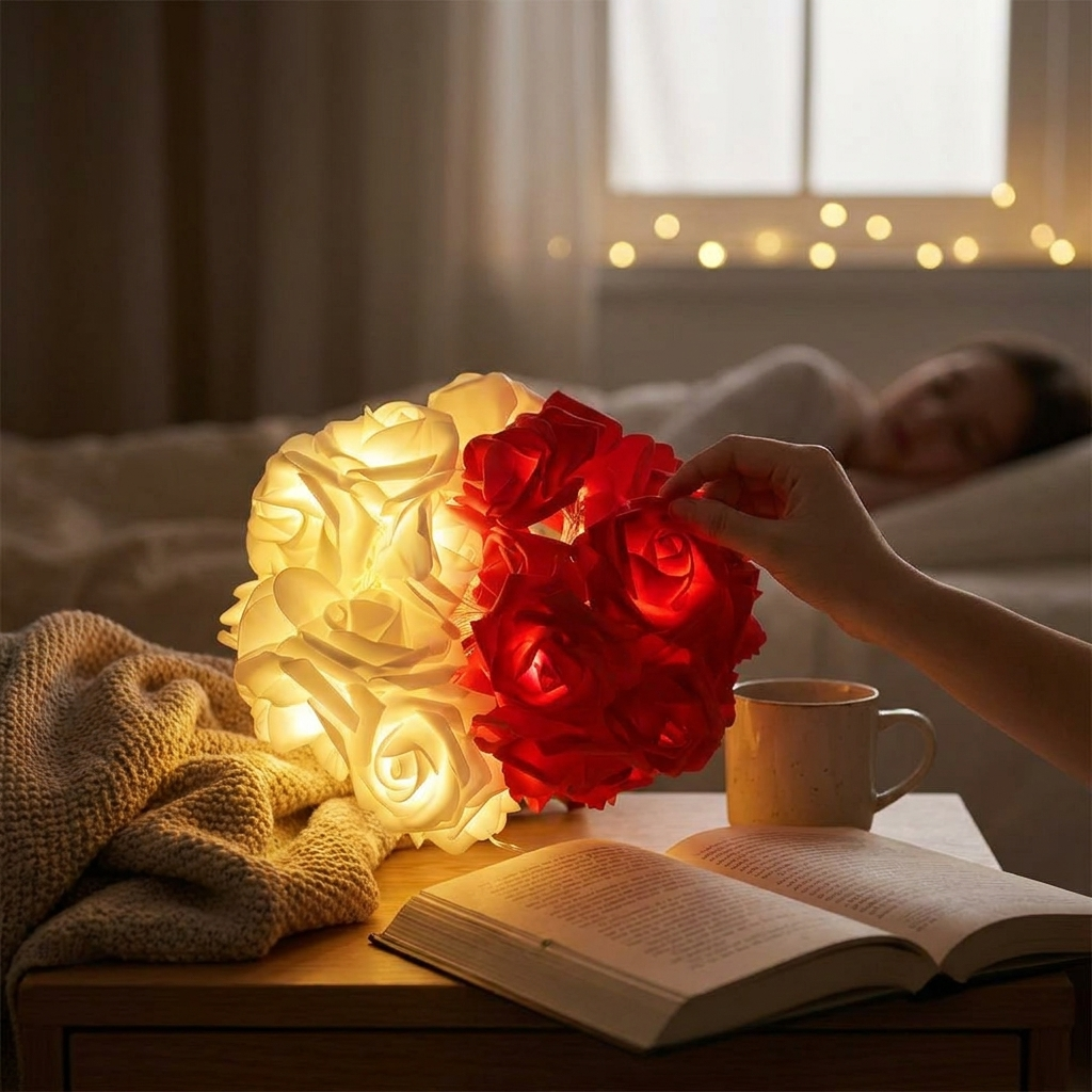 Battery-Powered Rose Flower String Lights