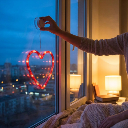 Battery-Powered LED Heart Window Lights
