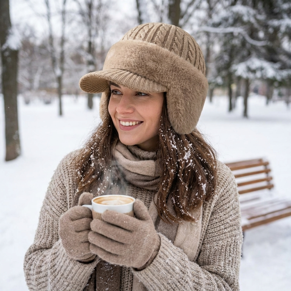 Cozy Winter Knit Trapper Hat with Ear Flaps