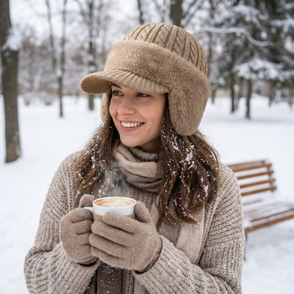 Cozy Winter Knit Trapper Hat with Ear Flaps