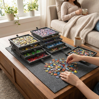 Adjustable Jigsaw Puzzle Storage Case with Drawer-Style Board