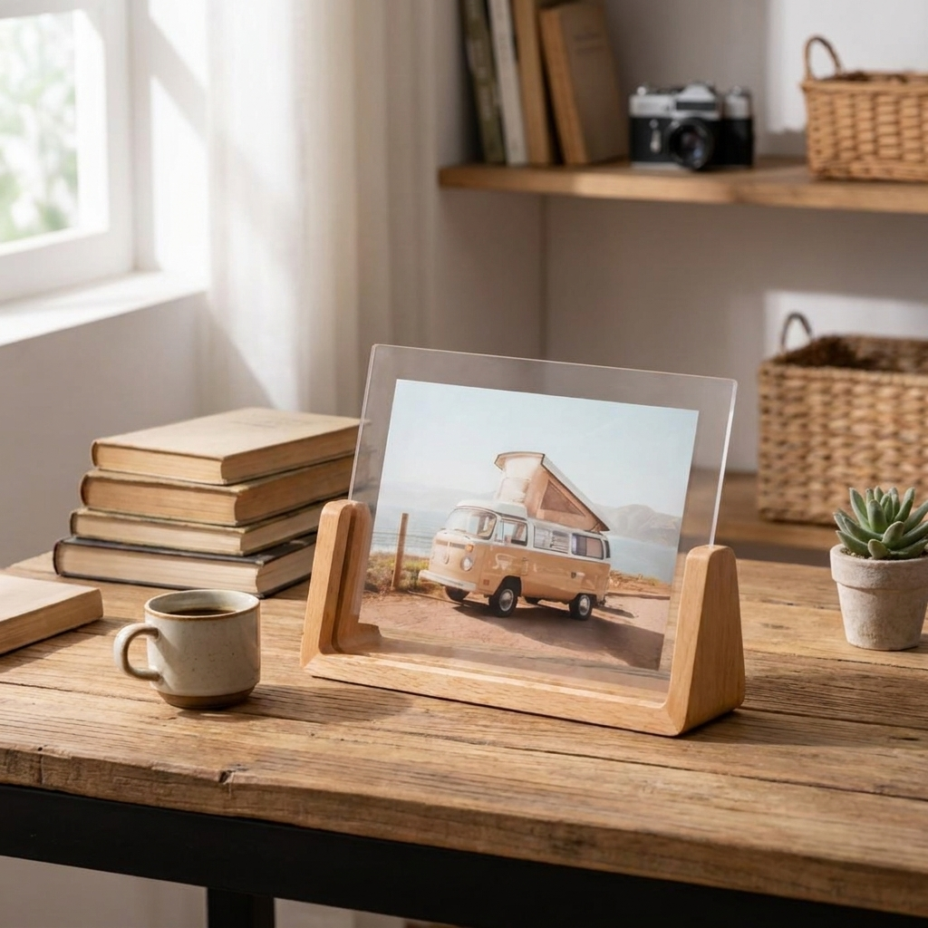 Acrylic Photo Frame with Wood Stand