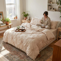 Floral Pleated Quilt Cover Set Bedroom Bedding
