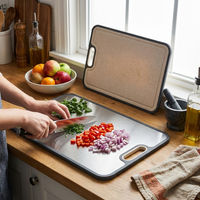 Double-Sided Metal Cutting Board Reversible Kitchen Prep