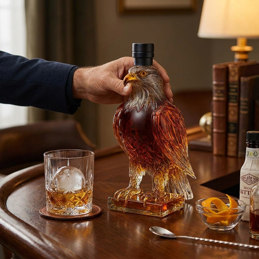 Eagle Whiskey Decanter – Elegant Glass Bottle for Decorative Bar Display