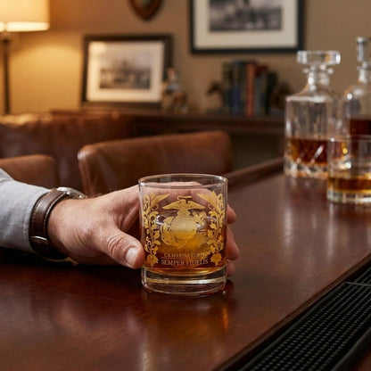 Gold-Embossed Veteran Whiskey Glass