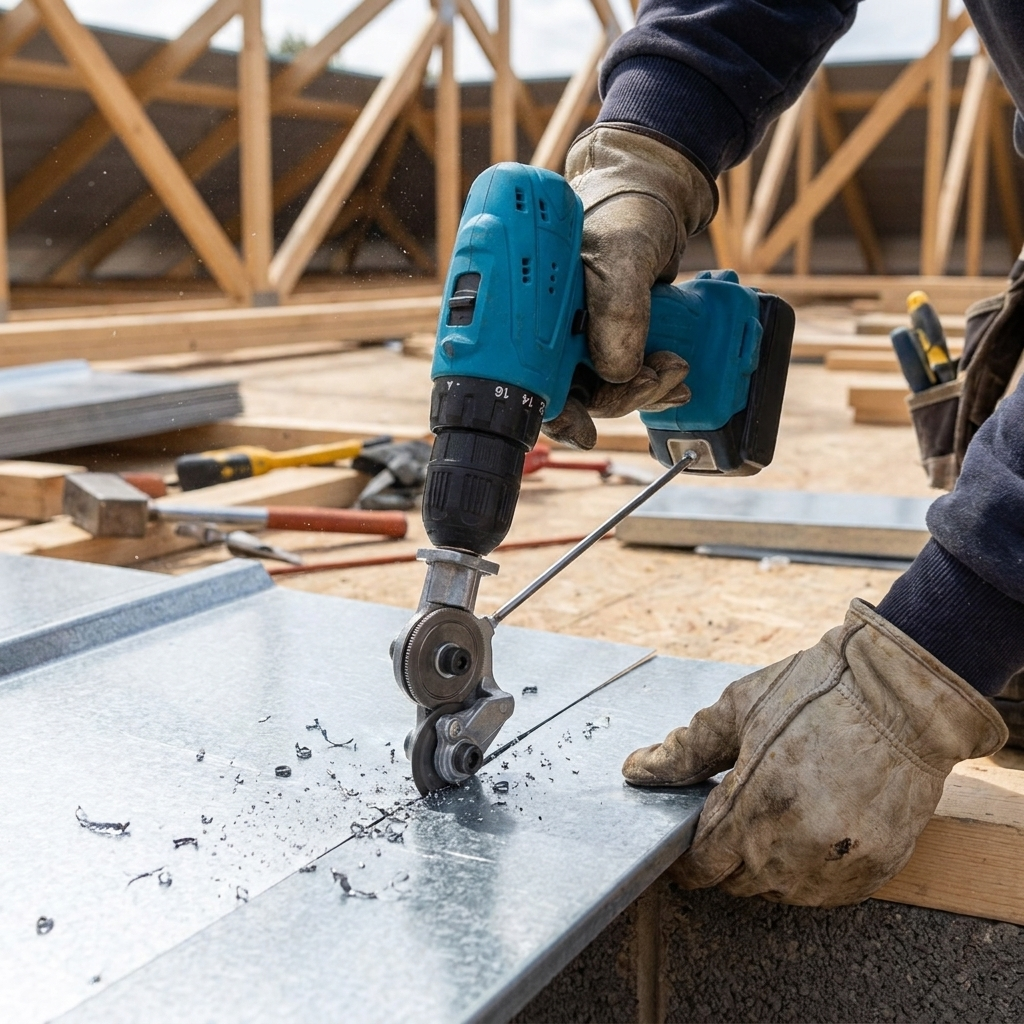Double-Head Sheet Nibbler Drill Attachment