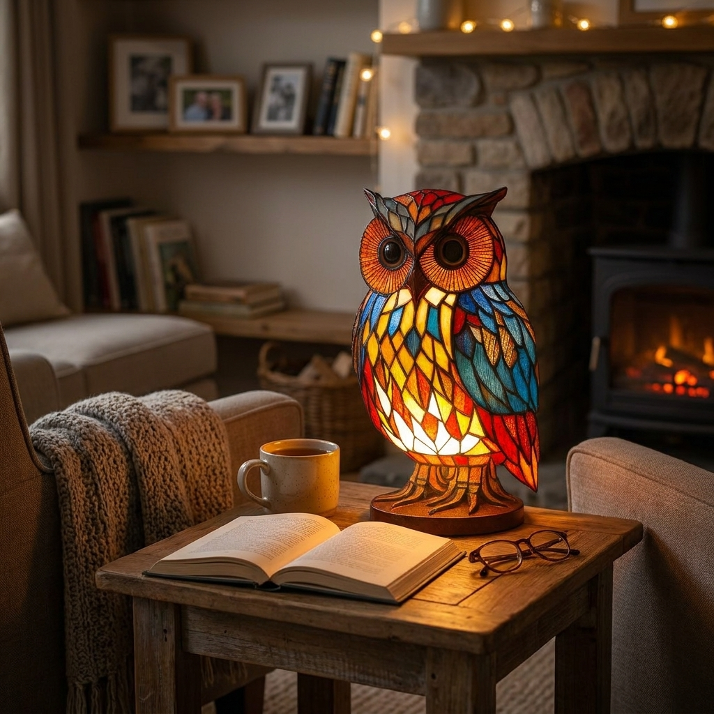 Animal-Themed Stained-Glass Table Lamp