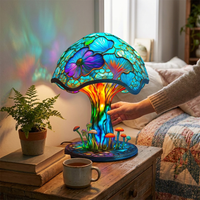 Glass Mushroom-Style Table Lamp with LED Ambient Lighting