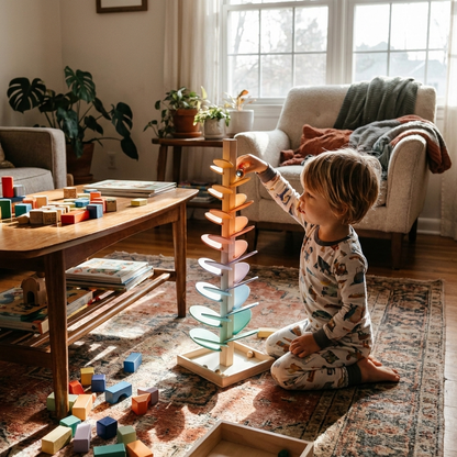 Colorful Wooden Marble Run - Educational STEM Toy for Kids