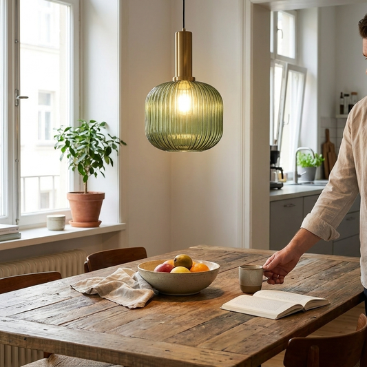 Contemporary Striped Glass Pendant Light lifestyle