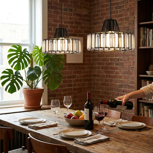 Chic Black Crystal Pendant Light