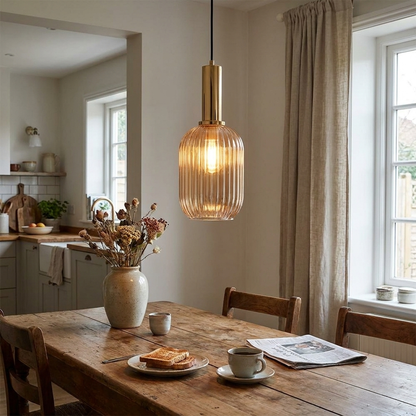 Ribbed Glass Pendant Light