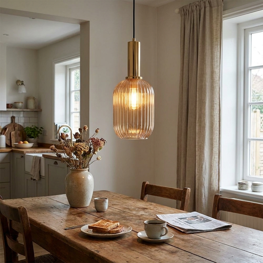 Ribbed Glass Pendant Light