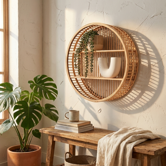 Round Bamboo Wall Shelf