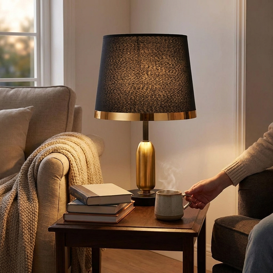 Elegant Vintage Black & Gold Table Lamp