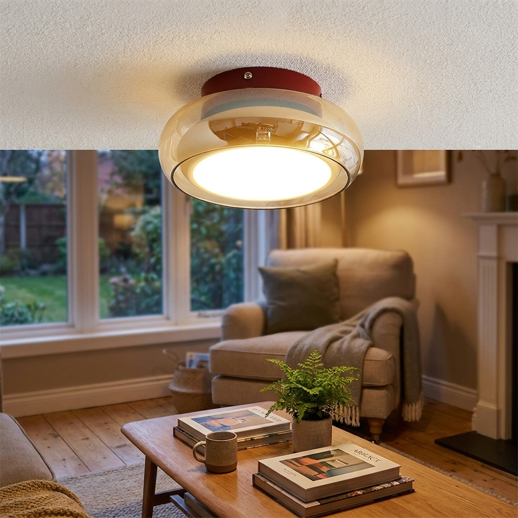 June Retro Glass Flush-Mount Ceiling Light