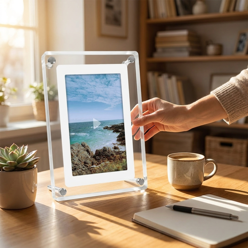 ClearFrame Portable Acrylic Digital Photo Frame