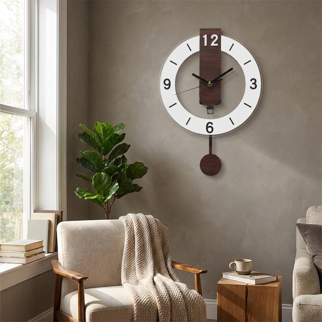 Sleek Minimalist Pendulum Wall Clock