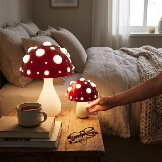 Amanita-Inspired LED Mushroom Table Lamp