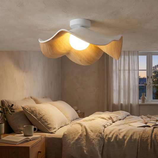 Scandinavian Wooden Lotus Ceiling Light