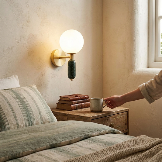 Elegant Marble & Glass Wall Lamp