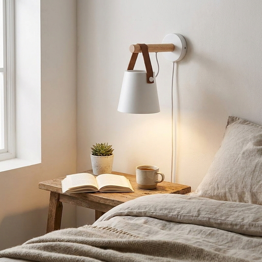 Nordic Wood & Leather Wall Lamp