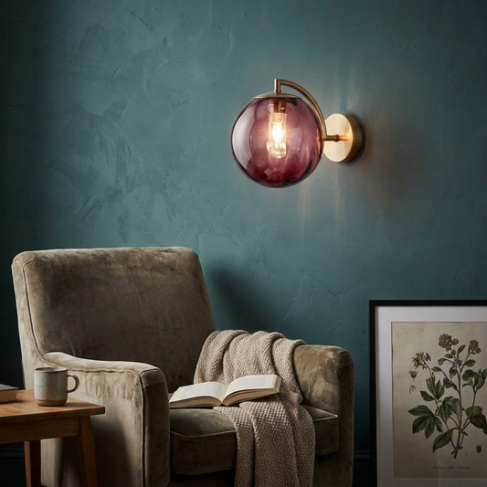 Glass Ball Wall Lamp Brass