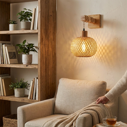 Rustic Wooden Wall Sconce