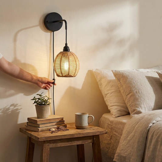 Chic Boho Rattan Wall Lamp