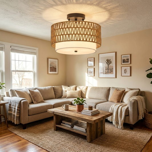 Chic Boho Rattan Ceiling Light