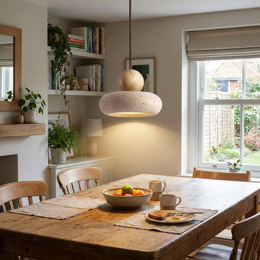Natural Stone & Wood Pendant Light